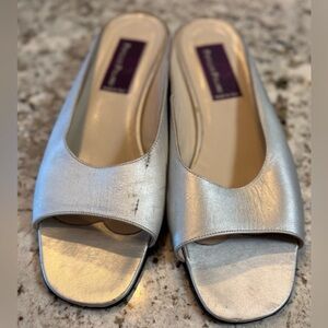 Chic Silver Mules by Phyllis Poland